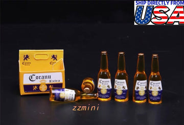Miniature 1/6 Bottles 6PCS With 1 Box Corona Beer Set Carton Model Figure Toys