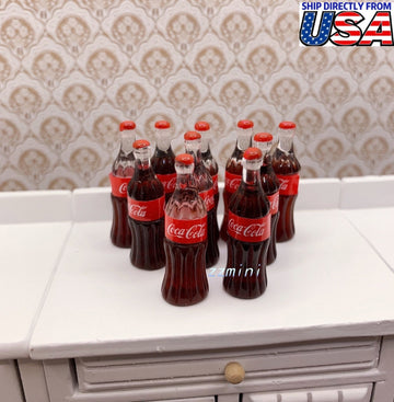 1:12 Dollhouse Miniature 10 Bottles Coca-Cola Coke Soda Beverage Drink Model Wholesale