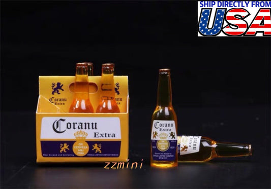 Miniature 1/6 Bottles 6PCS With 1 Box Corona Beer Set Carton Model Figure Toys