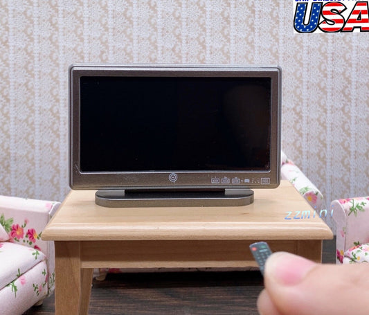 Dollhouse Miniature 1:12 Living Room LCD TV & 1 Remote Control Toy Furniture decoration