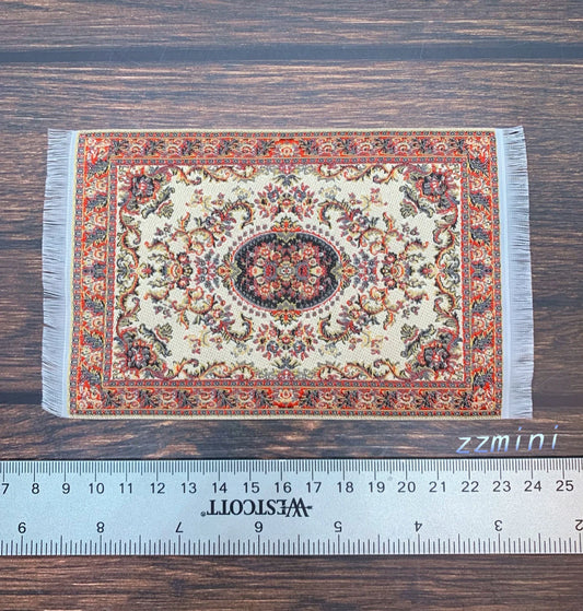 Dollhouse Miniature 1:12 Small 4X6 Persian Rug Carpet Mini Furniture Toy Beige