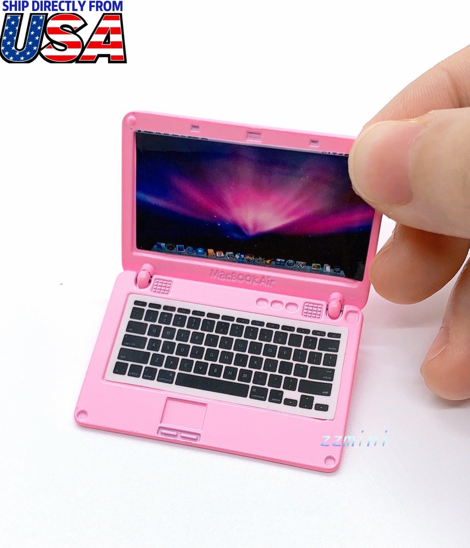 Dollhouse Miniature 1/6 or 1/12 Scale Metal Laptop Computer Notebook Toy Accessory