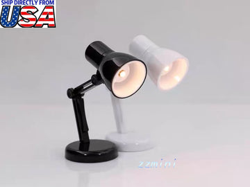 1/6 LED Desk Lamp 2 Pieces(Black+White) Light Furniture Dollhouse Miniature Action Figures Toys