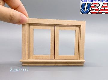 1:12 Dollhouse Miniature DIY Unfinished Wooden Basement Window Furniture Casement Dec Toy