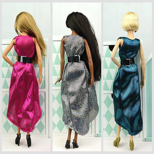 3PCS 30cm/11.5in Fashion Doll Outfits Evening Dress With 3 Free belt Clothes Gown To