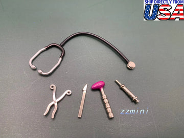 1/12 Dollhouse Miniature 5PCS Doctor Working Office Instruments Medical Stethoscope Shot Syringe Fairy Diorama Garden