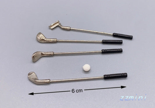 Dollhouse 1/12 Miniature 5-Piece Alloy Golf Club with Ball Set Accessories Toys