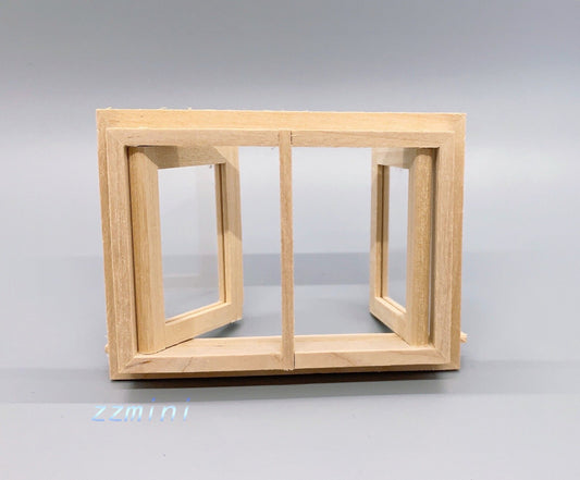 1:12 Dollhouse Miniature DIY Unfinished Wooden Basement Window Furniture Casement Dec Toy