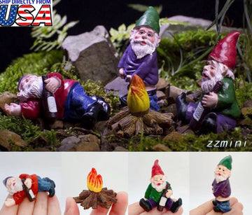 4PCS Fairy Garden Gnomes My Little Friend Drunk Gnome Dwarfs Funny Figure Status Miniature Gifts Ornaments Accessories Christmas Gift