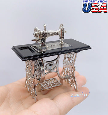 Miniature Furniture 1:12 Dollhouse Sewing Machine Silver Black toy Dolls Accessory NEW