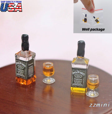 4PCS Miniature 1/12 Whiskey Wine Bottle Pub Bar Dollhouse Model Accessories Toys