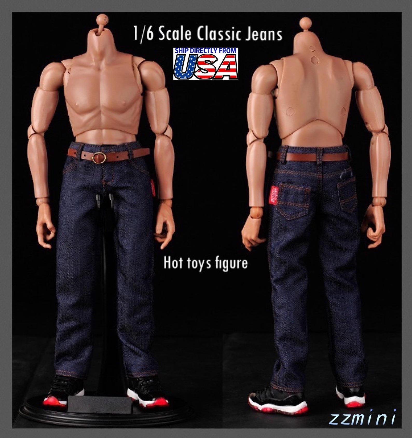 1/6 Scale Men Blue Classic Jeans Pants For 12" Hot Toys Phicen Action Figure BJD