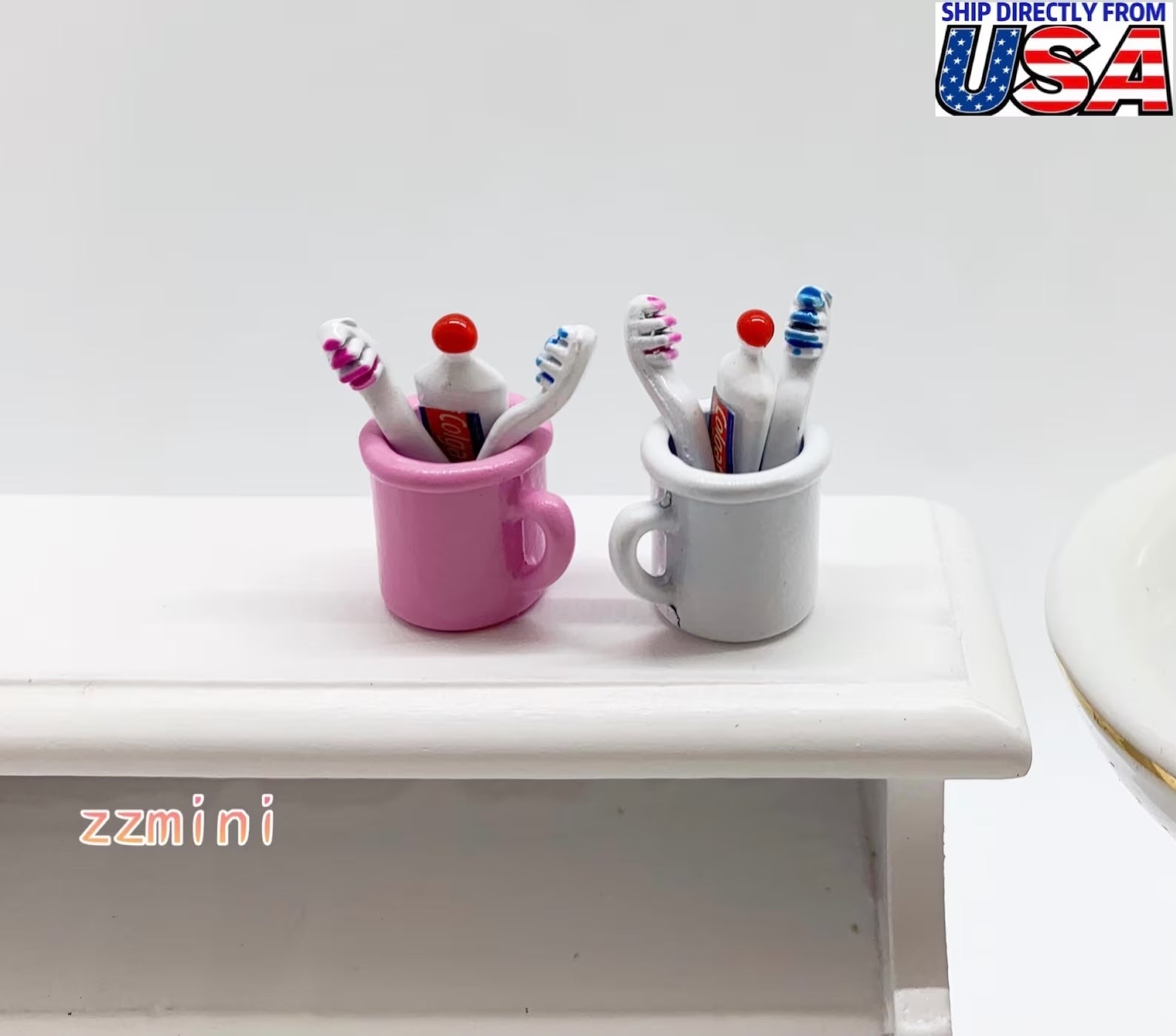 1/12 Dollhouse Miniature 4PCS Toothpaste and Tooth Brush Toothbrush Set Bathroom Accessories Toy
