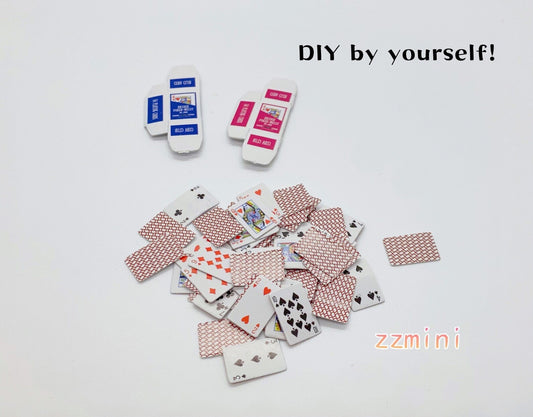 2 Poker Boxes With 54 Playing Cards Poker Playing Card Dollhouse Miniature 1:12 Scale Toy Accessories Decor