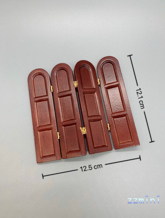 Dollhouse Miniature Brown 4 Folding Panel Screen Room Divider Bedroom Livingroom Furniture Decoration