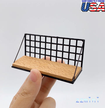 Miniature Holder For Dollhouse Miniature Bedroom Living Room Bathroom Wood Metal Wall Storage Rack Organizer Shelf Black