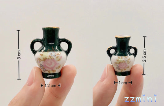 2 PCS Dollhouse Miniature Exquisite Ceramic Vase Arrangement Home Living Room Bedroom Decoration