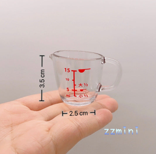 Dollhouse Miniature Real Mini Cooking Measuring Cup Jug Jar for Tiny Kitchen Tools Dollhouse Accessory Decoration Toy