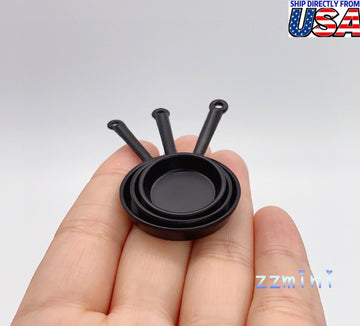 1:12 Dollhouse Miniatures 3PCS For One Set Black Mini Frying Pan Pots Mini Kitchen Cookware Decoration Toy