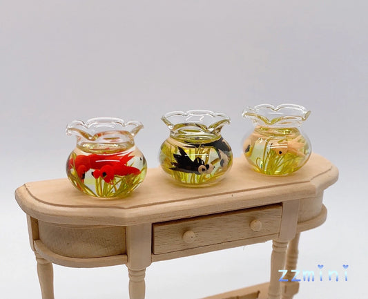 1:12 Dollhouse Miniature 1pcs Lovely Handmade Glass Fish Tank Bowl Aquarium Living Room Decoration Ornaments Play Role Toy