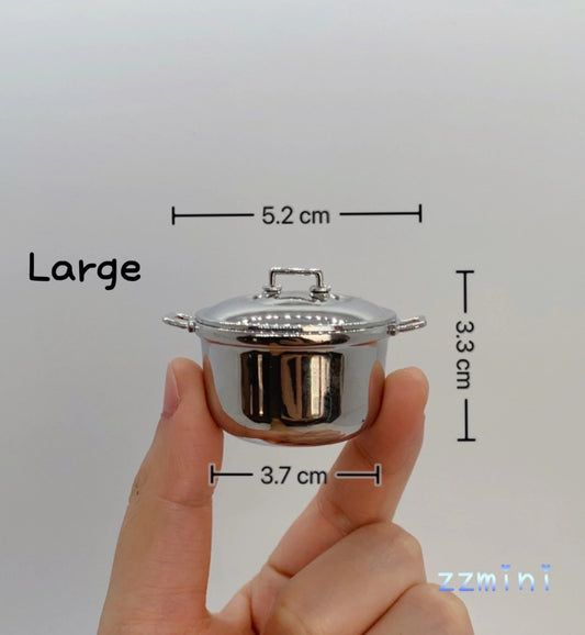 1:12 Dollhouse Miniatures 3PCS kitchen Real Mini Cooking Soup Pot With Lid Cookware Mini Kitchen Decoration Toy