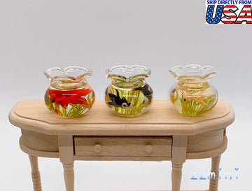 1:12 Dollhouse Miniature 1pcs Lovely Handmade Glass Fish Tank Bowl Aquarium Living Room Decoration Ornaments Play Role Toy