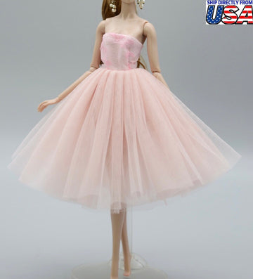 Pink Wedding Dress for 11.5inch Fashion Doll Princess Short Evening Dresses Doll Clothes 1/6 Toy