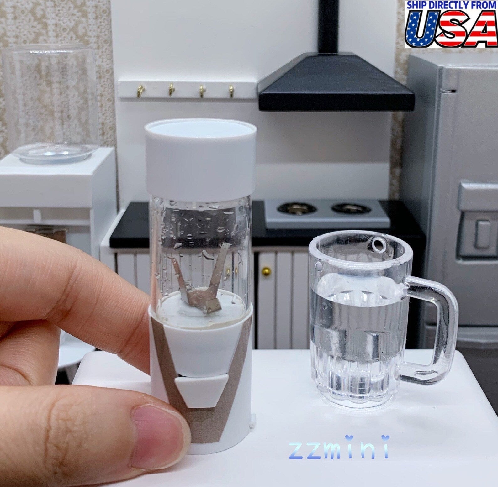 Dollhouse Miniature REAL Working Mini Cooking Fruit Juicy WHITE Blender For Real Cooking Kitchen Show