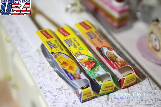 3PCS Dollhouse Miniature Cooking Aluminum foil, Food Bag, Non-Stick Baking Paper Set For Real Mini Cooking Use