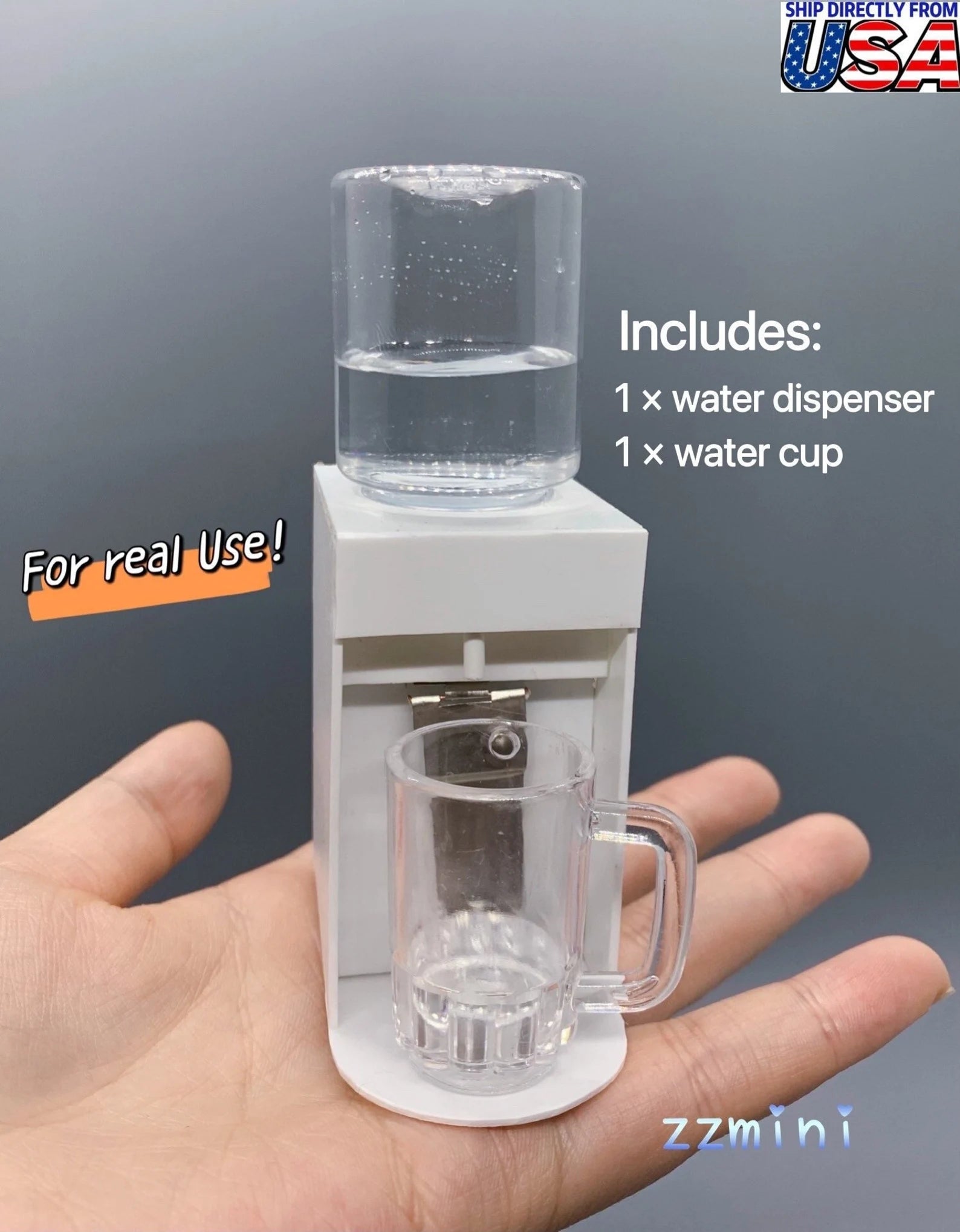 Dollhouse Miniature REAL Working Mini Water Dispenser Battery Powered Cooking Kitchen Set Toy Gift