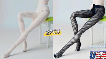 2PCS BLACK AND WHITE 11.5'' Fashion Doll Wide Net Pantyhose Fishnet Leggings Tights stocking Cloth