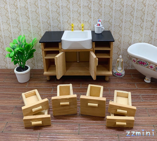 1/12 Dollhouse Miniature Hand Sink Cabinets With Drawer Toilet Restroom Bathroom Miniature Furniture Toy Gift Decoration