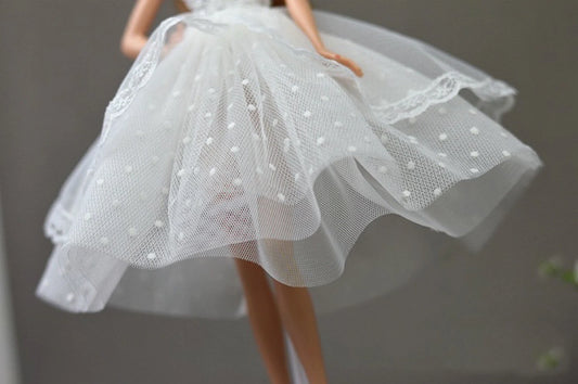 Glitter White Wedding Dress for 11.5inch Fashion Doll Princess Short Evening Dresses Doll Clothes 1/6 Toy