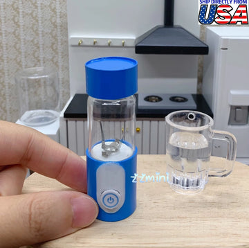 Dollhouse Miniature REAL Working Mini Cooking Fruit Juicy Blue Blender For Real Cooking Kitchen Show