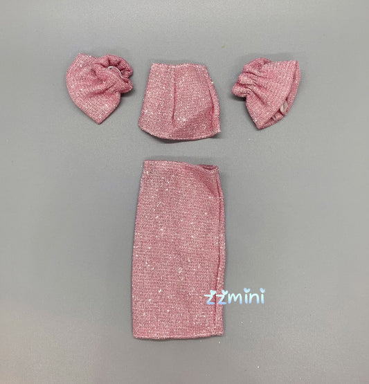 4PCS Fashion Doll PINK Dress Suit Top and Long Skirt Outfit For 11.5in Fashion Royalty Silkstone BJD Dresses Clothes