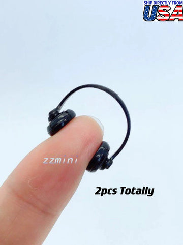 2PCS Dollhouse Miniature Black Plastic Earphone Headset Headphone For Fashion Doll Toy Decoration