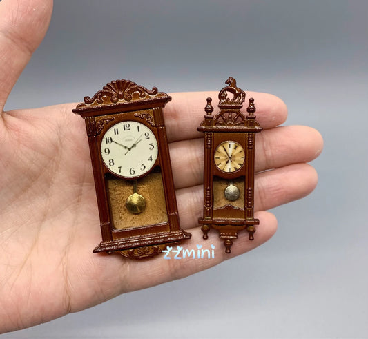 Dollhouse Miniature Wooden Wall Clock Decoration Furniture Toy Gift