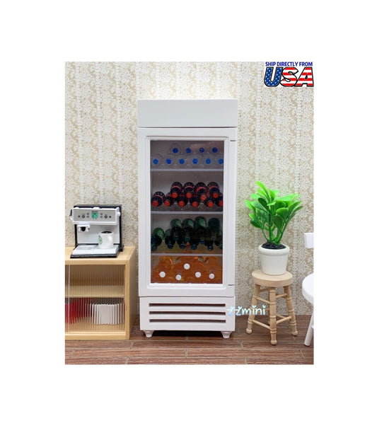 1:12 Dollhouse Miniature Wood White Refrigerator Freezer Dollhouse Model Kitchen Furniture Decoration