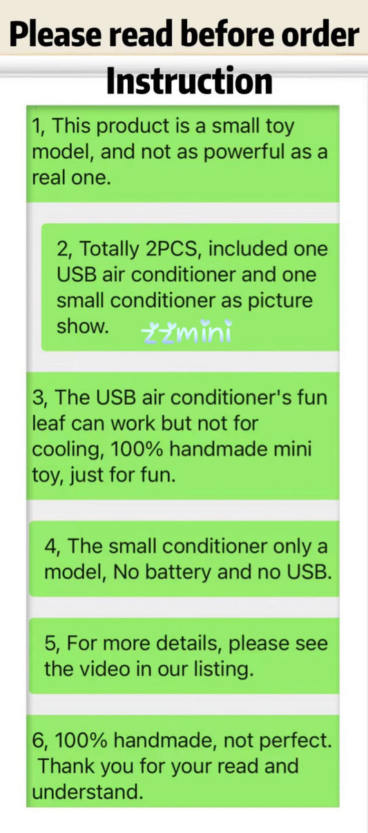 2PCS Dollhouse Miniature Rotate Working Air Conditioner USB Powered With One Free Small Conditioner