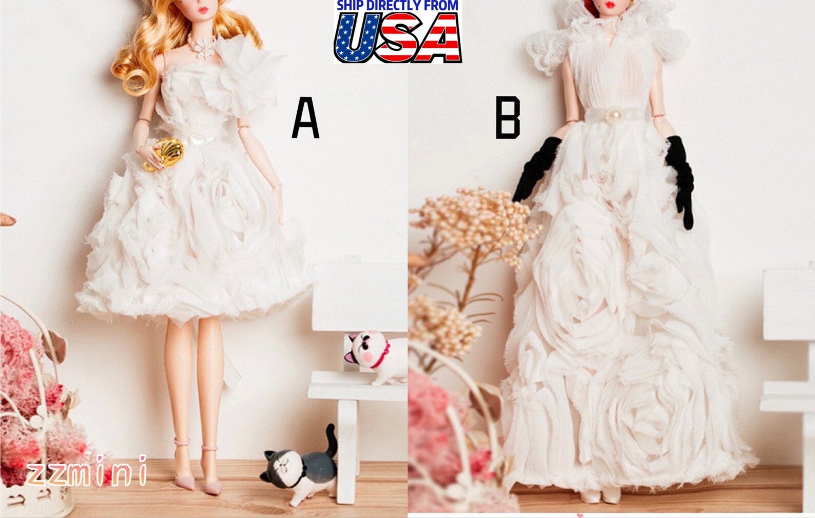 High Quality White Wedding Gown Dress for 11.5inch Fashion Doll Princess Long or Short Evening Dresses Doll Clothes 1/6 Toy