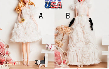 High Quality White Wedding Gown Dress for 11.5inch Fashion Doll Princess Long or Short Evening Dresses Doll Clothes 1/6 Toy