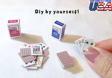 2 Poker Boxes With 54 Playing Cards Poker Playing Card Dollhouse Miniature 1:12 Scale Toy Accessories Decor