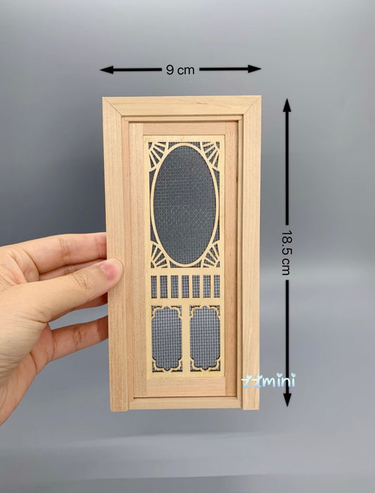 1/12 HANDMADE Miniature Interior Screen Door Wooden Dollhouse Housework Can Be Painted Decoration