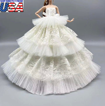 NEW White Wedding Dress for 11.5inch Fashion Doll Princess Long Evening Dresses Doll Clothes 1/6 Toy HIGH QUALITY !