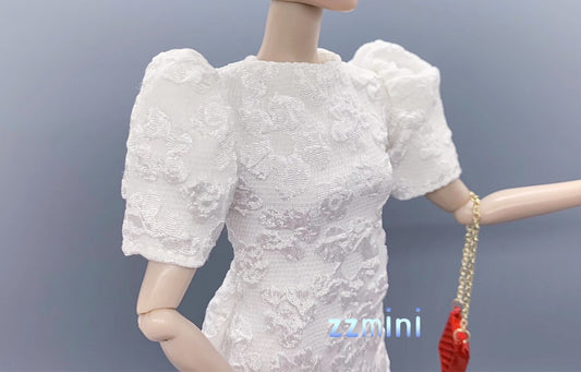 Fashion Doll Dress White Flower Little Classical Evening Dress Clothes for 11.5" Doll