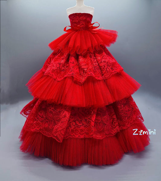 NEW Red Wedding Dress for 11.5inch Fashion Doll Princess Long Evening Dresses Doll Clothes 1/6 Toy HIGH QUALITY !