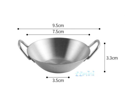 Real Mini Cooking Stainless Steel Frying Wok Pot Pan With Handle Miniature Kitchen For The Tiny Food