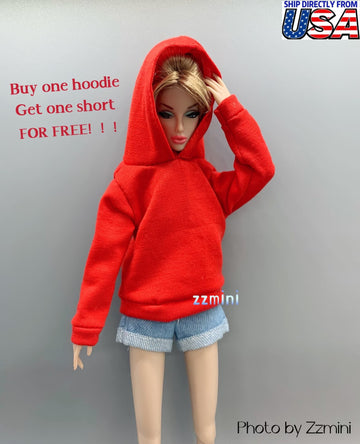 Handmade Red Hoodie For 11.5inch Fashion Doll Princess Top Doll Clothes 1/6 Toy