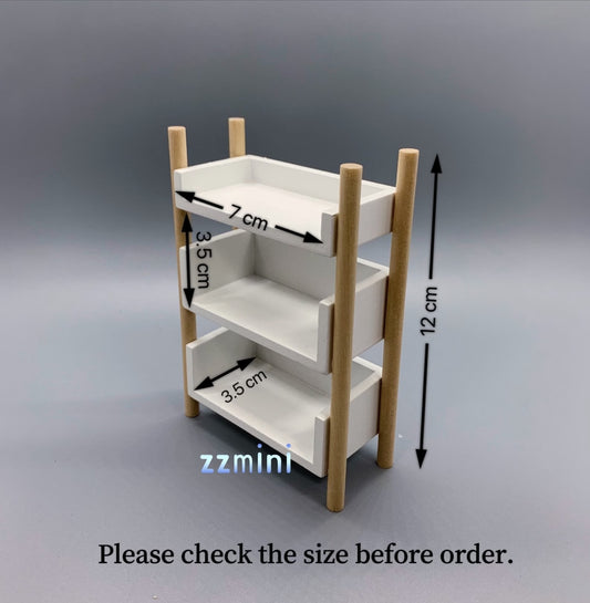 Dollhouse Miniature White Storage Rack 3 Shelves Furniture Display Toy Accessories