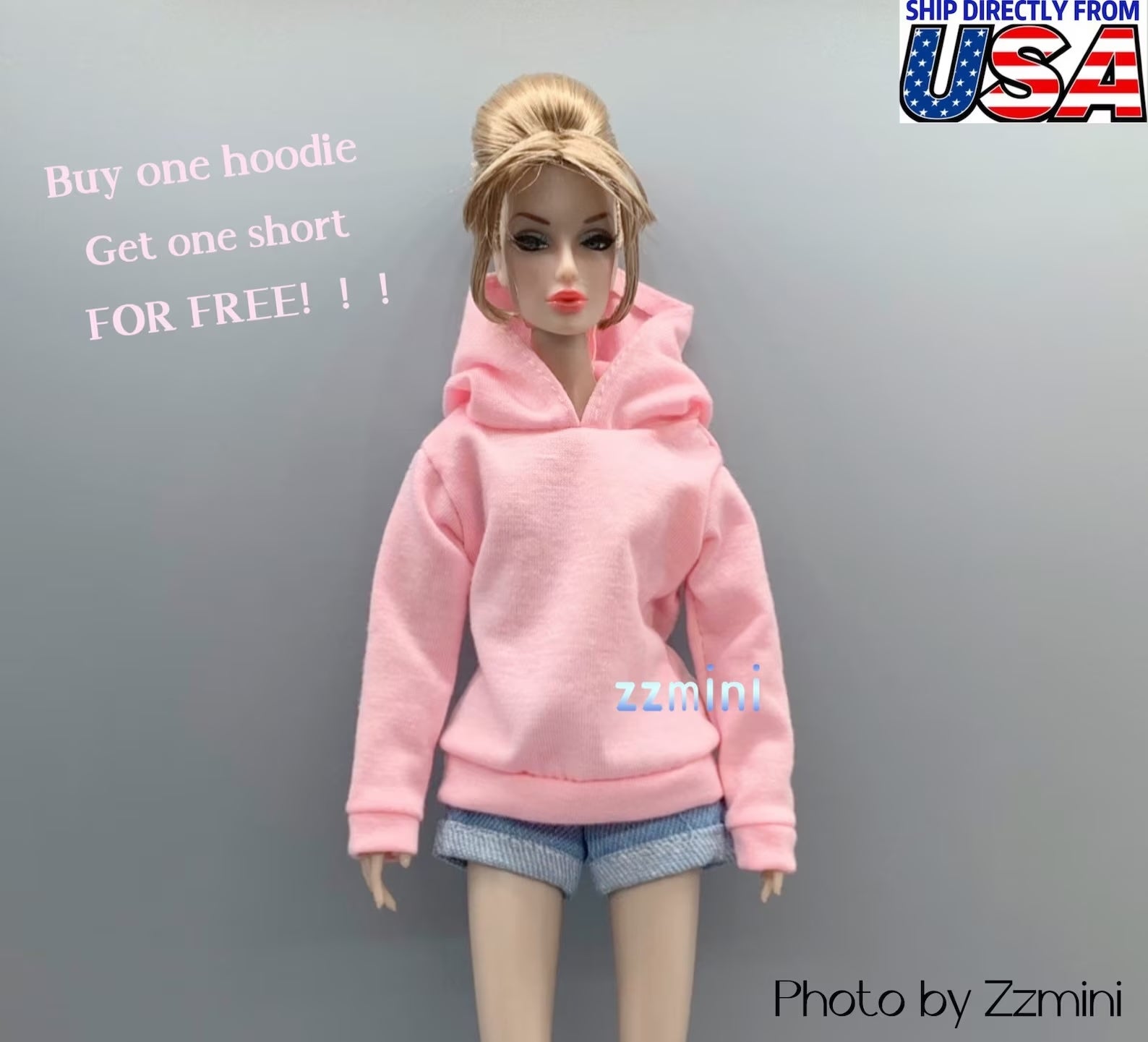 Handmade Pink Hoodie For 11.5inch Fashion Doll Princess Top Doll Clothes 1/6 Toy